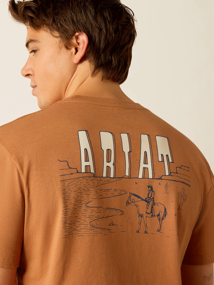 Ariat 10052505 Mens Horizon Oasis T-Shirt Chipmunk Copper back view. If you need any assistance with this item or the purchase of this item please call us at five six one seven four eight eight eight zero one Monday through Saturday 10:00a.m EST to 8:00 p.m EST