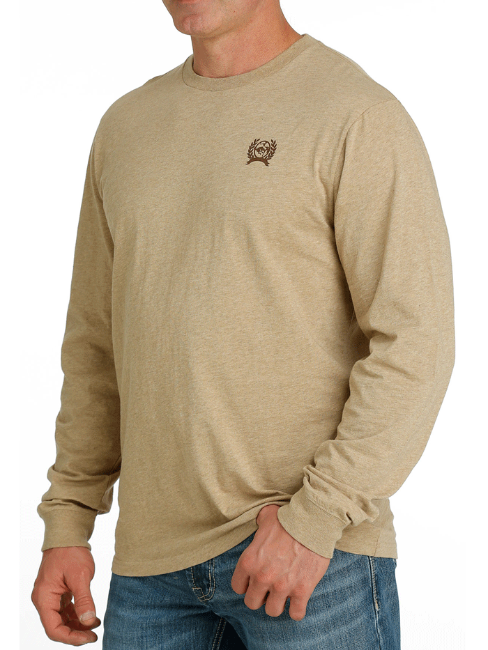 Cinch MTT1721007-KHA Mens Wild Jackass Long Sleeve Tee Khaki back view. If you need any assistance with this item or the purchase of this item please call us at five six one seven four eight eight eight zero one Monday through Saturday 10:00a.m EST to 8:00 p.m EST