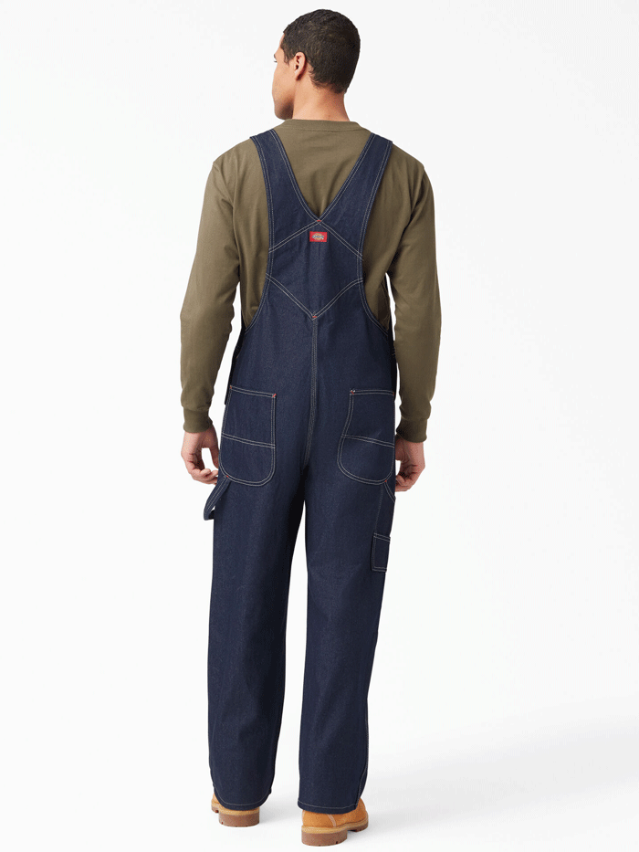 Dickies 83294NB Mens Indigo Bib Overalls Navy Blue front view regular. If you need any assistance with this item or the purchase of this item please call us at five six one seven four eight eight eight zero one Monday through Saturday 10:00a.m EST to 8:00 p.m EST