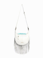 Myra Bag S-10762 Womens Moonwood Hand-Tooled Bag White back view. If you need any assistance with this item or the purchase of this item please call us at five six one seven four eight eight eight zero one Monday through Saturday 10:00a.m EST to 8:00 p.m EST