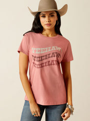 Ariat 10054033 Womens Rally Call T-Shirt Dusty Rose Pink front view. If you need any assistance with this item or the purchase of this item please call us at five six one seven four eight eight eight zero one Monday through Saturday 10:00a.m EST to 8:00 p.m EST