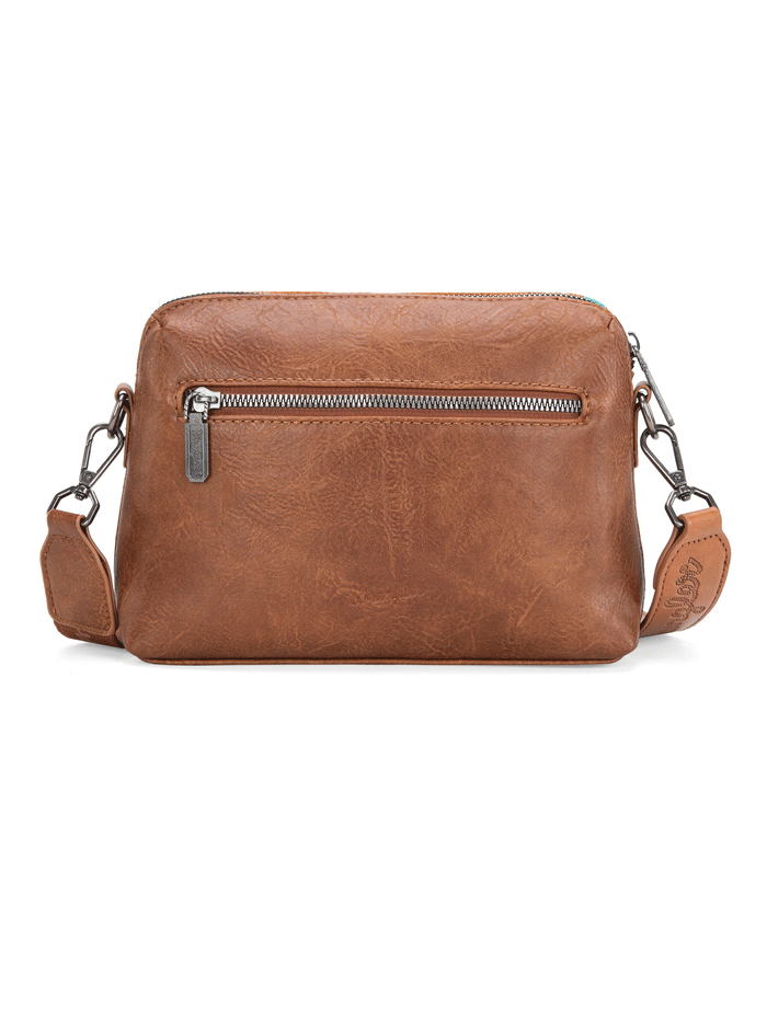 Wrangler WG174-1832BR Womens Southwestern Knitted Crossbody Bag Brown front and side view. If you need any assistance with this item or the purchase of this item please call us at five six one seven four eight eight eight zero one Monday through Saturday 10:00a.m EST to 8:00 p.m EST

