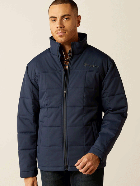 Ariat 10052869 Mens Crius Insulated Jacket Dark Sapphire front view. If you need any assistance with this item or the purchase of this item please call us at five six one seven four eight eight eight zero one Monday through Saturday 10:00a.m EST to 8:00 p.m EST