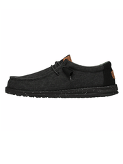 Hey Dude 40296-060 Mens Wally Washed Canvas Shoe Black side view. If you need any assistance with this item or the purchase of this item please call us at five six one seven four eight eight eight zero one Monday through Saturday 10:00a.m EST to 8:00 p.m EST