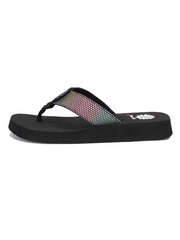 Yellow Box 52564 Womens Foliage Flip Flop Sandals Black Multi side view. If you need any assistance with this item or the purchase of this item please call us at five six one seven four eight eight eight zero one Monday through Saturday 10:00a.m EST to 8:00 p.m EST