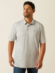 Ariat 10058838 Mens 360 Airflow Polo Micro Chip Silver front view. If you need any assistance with this item or the purchase of this item please call us at five six one seven four eight eight eight zero one Monday through Saturday 10:00a.m EST to 8:00 p.m EST