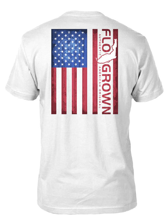 FloGrown FGM-1491 Mens Short Sleeve Standing Tall Flag Tee White back view. If you need any assistance with this item or the purchase of this item please call us at five six one seven four eight eight eight zero one Monday through Saturday 10:00a.m EST to 8:00 p.m EST