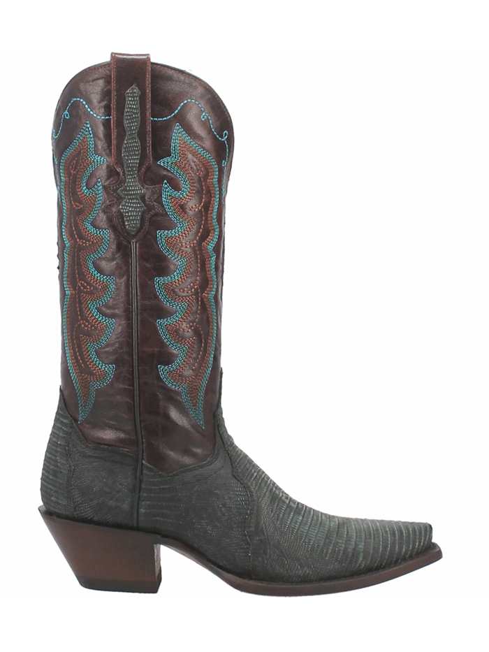 Dan Post DP3007 Womens Drifter Lizard Boots Turquoise front and side view. If you need any assistance with this item or the purchase of this item please call us at five six one seven four eight eight eight zero one Monday through Saturday 10:00a.m EST to 8:00 p.m EST