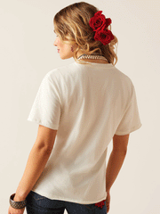Ariat 10048671 Womens Happy Trails Rodeo Quincy T-Shirt Vanilla Ice back view. If you need any assistance with this item or the purchase of this item please call us at five six one seven four eight eight eight zero one Monday through Saturday 10:00a.m EST to 8:00 p.m EST