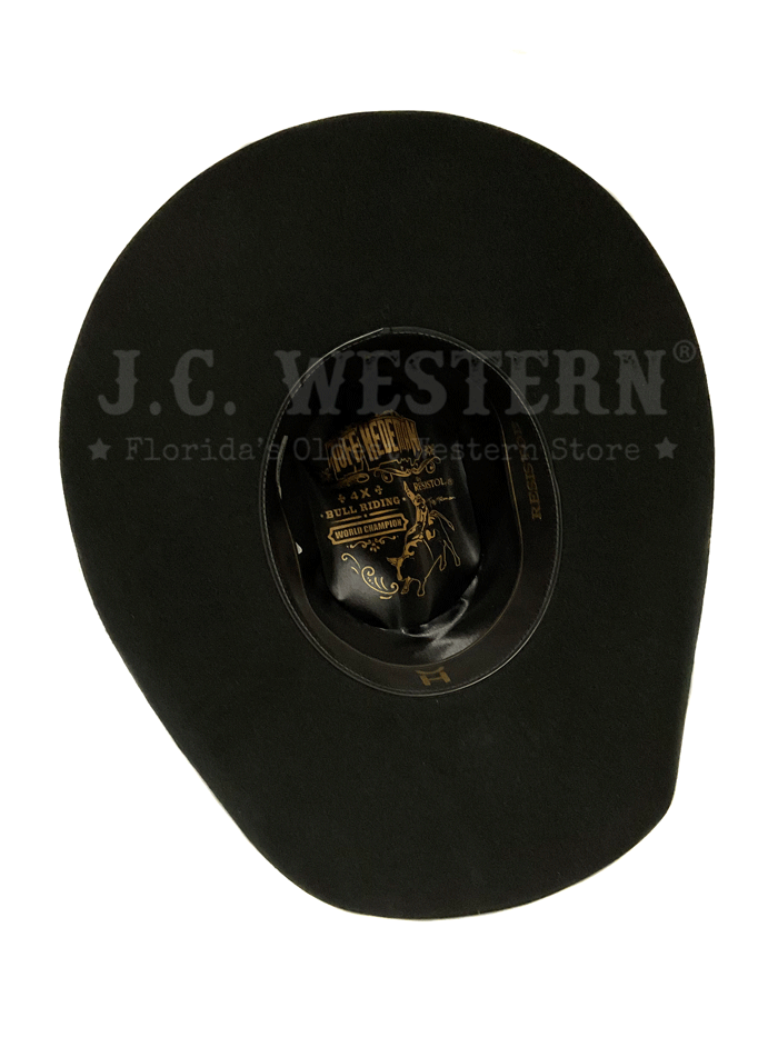 Resistol RWTMPE-914407 TEMPE 3X Western Felt Hat Black front and side view. If you need any assistance with this item or the purchase of this item please call us at five six one seven four eight eight eight zero one Monday through Saturday 10:00a.m EST to 8:00 p.m EST