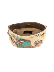 Mary Frances BAG S002-383 LINE DANCE Crossbody Handbag Cream inside view. If you need any assistance with this item or the purchase of this item please call us at five six one seven four eight eight eight zero one Monday through Saturday 10:00a.m EST to 8:00 p.m EST
