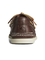 Sperry 0195115 Mens Authentic Original  Boat Shoe Classic Brown back view. If you need any assistance with this item or the purchase of this item please call us at five six one seven four eight eight eight zero one Monday through Saturday 10:00a.m EST to 8:00 p.m EST