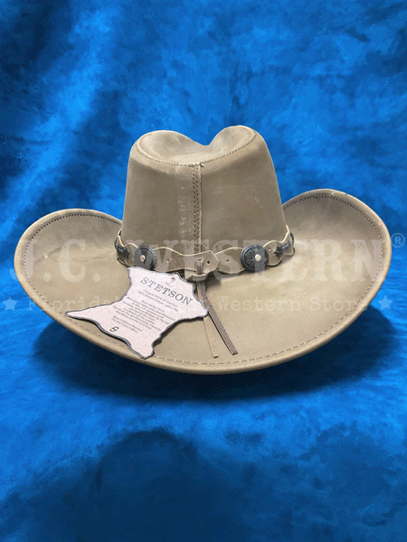 Stetson TRROXB-843489 ROXBURY Shapeable Leather Western Hat Rust back view. If you need any assistance with this item or the purchase of this item please call us at five six one seven four eight eight eight zero one Monday through Saturday 10:00a.m EST to 8:00 p.m EST