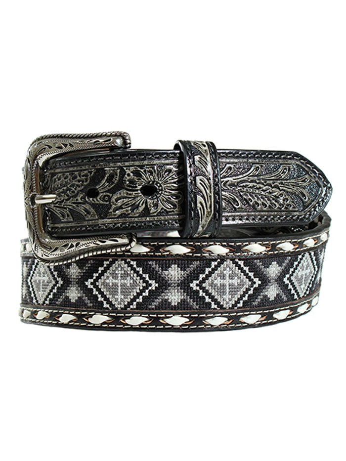 Nocona N210005501 Beaded Cross Belt Black1