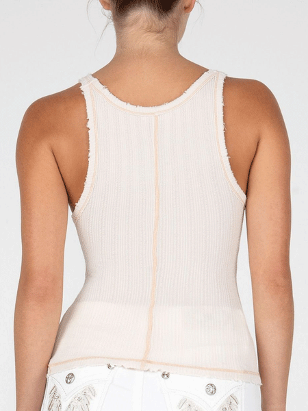 Miss Me MT2821T-BGE Womens Ribbed Cropped Tank Top Beige back view. If you need any assistance with this item or the purchase of this item please call us at five six one seven four eight eight eight zero one Monday through Saturday 10:00a.m EST to 8:00 p.m EST