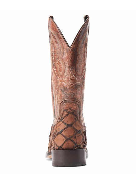 Ariat 10044421 Mens Deep Water Western Boot Aged Tan Piraruci back view. If you need any assistance with this item or the purchase of this item please call us at five six one seven four eight eight eight zero one Monday through Saturday 10:00a.m EST to 8:00 p.m EST