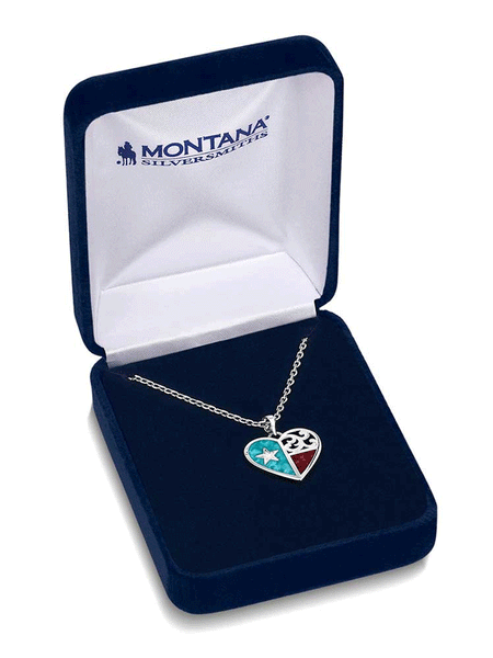 Montana Silversmiths NC5818 Womens Love for Texas Necklace Silver in box. If you need any assistance with this item or the purchase of this item please call us at five six one seven four eight eight eight zero one Monday through Saturday 10:00a.m EST to 8:00 p.m EST