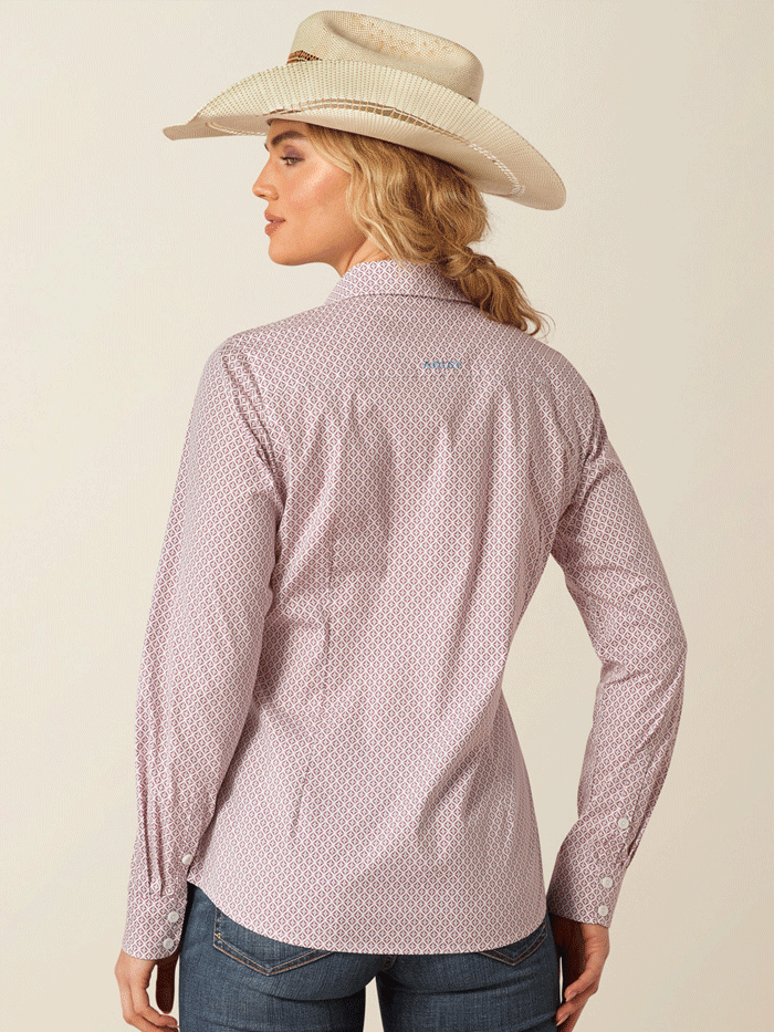 Ariat 10055273 Womens Long Sleeve Kirby Stretch Shirt Finleigh Geo Print front view. If you need any assistance with this item or the purchase of this item please call us at five six one seven four eight eight eight zero one Monday through Saturday 10:00a.m EST to 8:00 p.m EST

