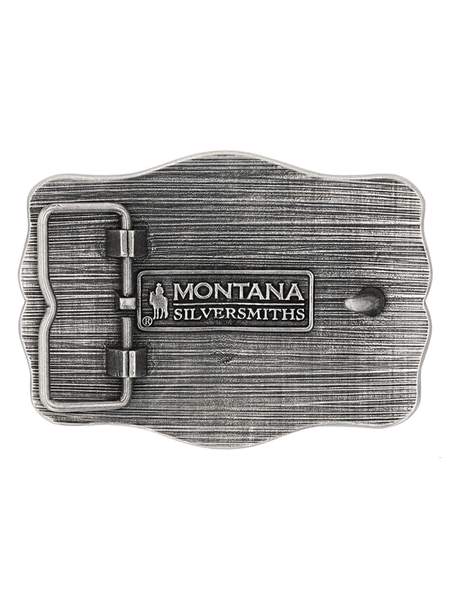 Montana Silversmiths A930 Ropin’ Ready Longhorn Attitude Buckle Silver back view. If you need any assistance with this item or the purchase of this item please call us at five six one seven four eight eight eight zero one Monday through Saturday 10:00a.m EST to 8:00 p.m EST