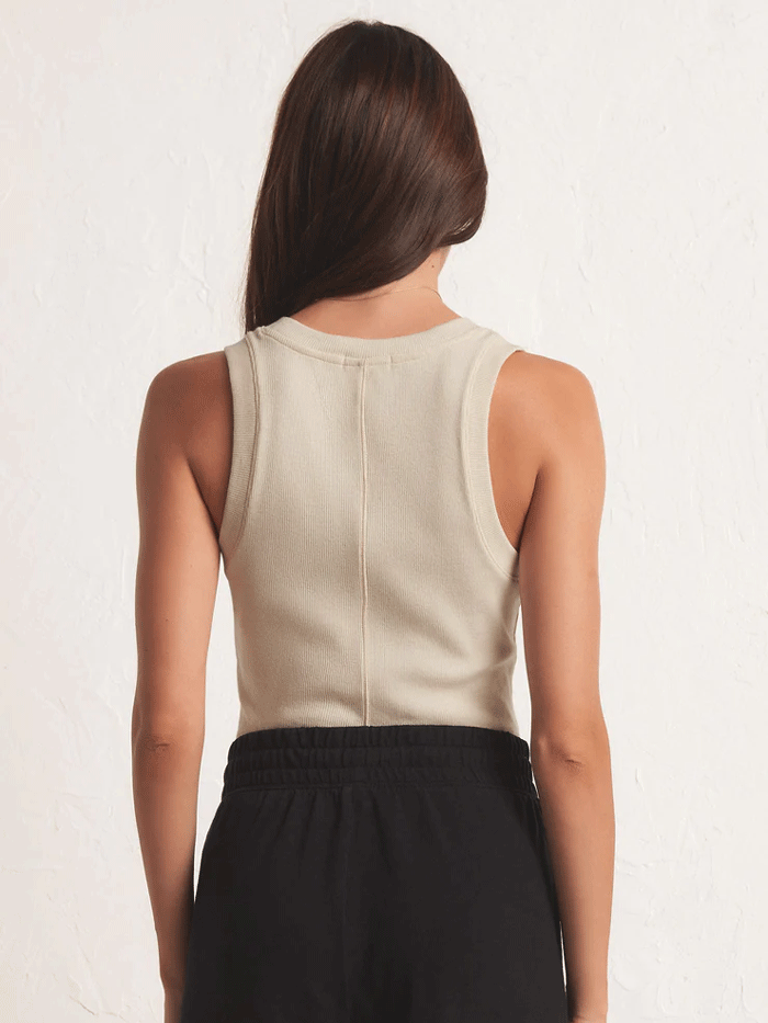 Z Supply ZT231241-OMK Womens Sirena Rib Tank Oat Milk Cream front view. If you need any assistance with this item or the purchase of this item please call us at five six one seven four eight eight eight zero one Monday through Saturday 10:00a.m EST to 8:00 p.m EST