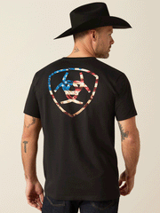 Ariat 10053993 Mens Rugged American Shield T-Shirt Black back view. If you need any assistance with this item or the purchase of this item please call us at five six one seven four eight eight eight zero one Monday through Saturday 10:00a.m EST to 8:00 p.m EST

