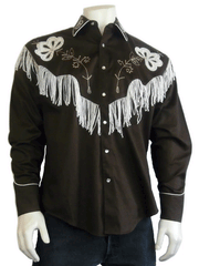 Rockmount 6723-BRN Mens Vintage Fringe Embroidered Western Shirt Rockmount 6723-BRN Mens Vintage Fringe Embroidered Western Shirt