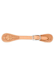 Tough 1 78-3530 Royal King Floral Stamp Spur Leather Straps light oil front view. If you need any assistance with this item or the purchase of this item please call us at five six one seven four eight eight eight zero one Monday through Saturday 10:00a.m EST to 8:00 p.m EST
