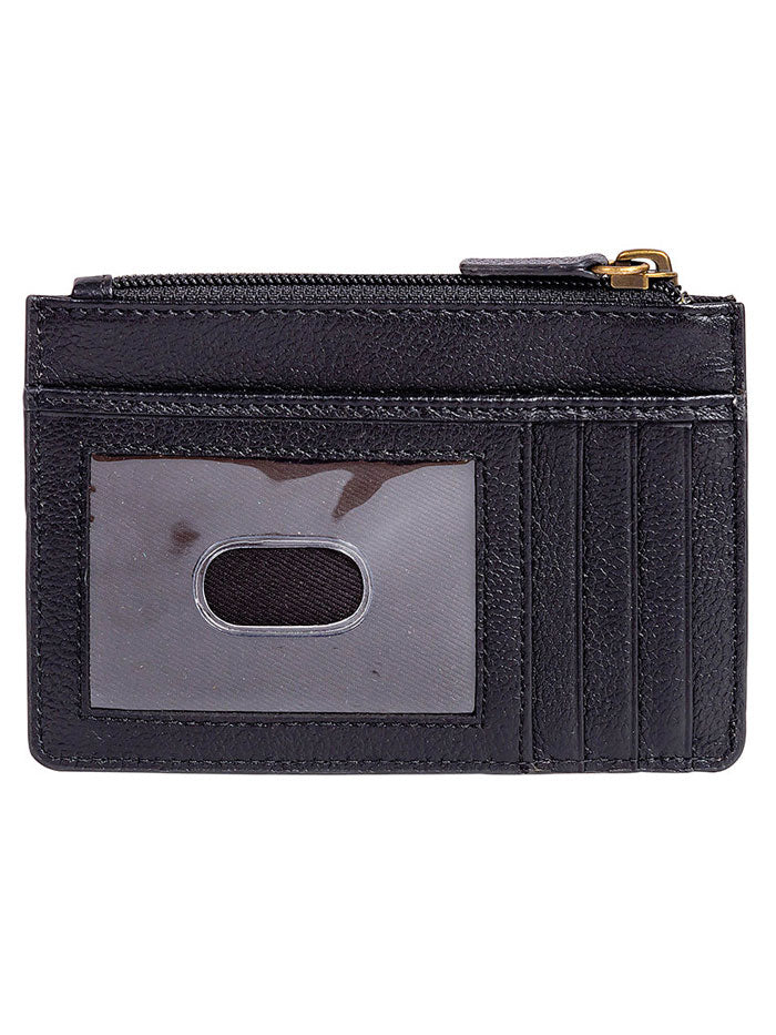 Myra Bag S-9302 Womens Kessei Hand Tooled Credit Card Holder Black side / front view. If you need any assistance with this item or the purchase of this item please call us at five six one seven four eight eight eight zero one Monday through Saturday 10:00a.m EST to 8:00 p.m EST