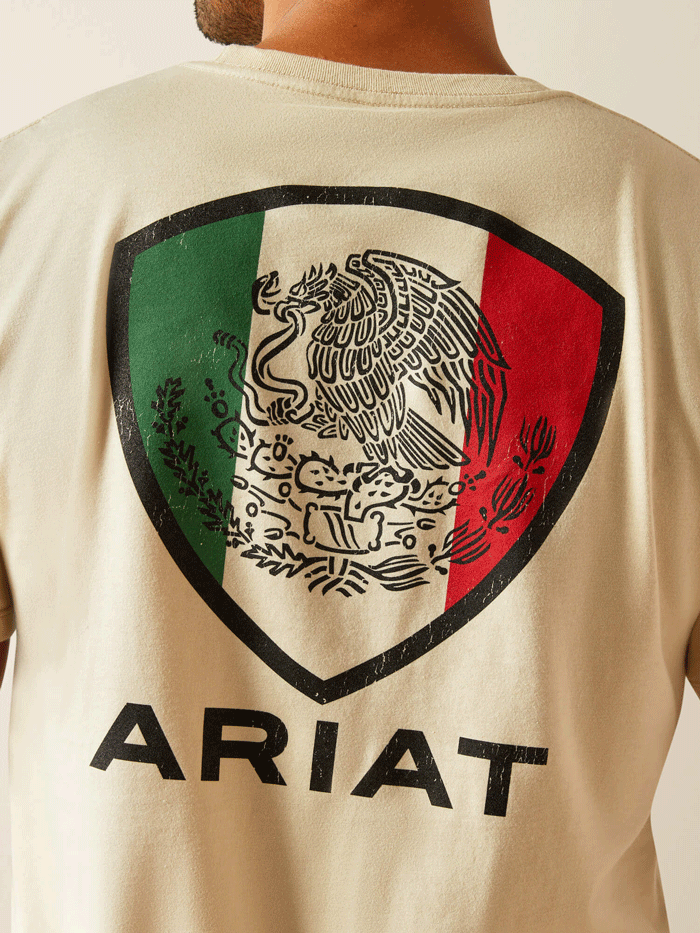 Ariat 10058883 Mens Tenochtitlan Shield T-Shirt Natural back view. If you need any assistance with this item or the purchase of this item please call us at five six one seven four eight eight eight zero one Monday through Saturday 10:00a.m EST to 8:00 p.m EST

