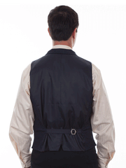 Scully RW313-BLU Mens Solid Four Pocket Western Vest Navy Blue back view. If you need any assistance with this item or the purchase of this item please call us at five six one seven four eight eight eight zero one Monday through Saturday 10:00a.m EST to 8:00 p.m EST