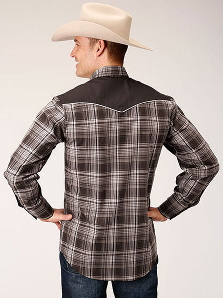 Roper 01-001-0024-6080 Mens Fancy Front Yokes Western Shirt Brown back view. If you need any assistance with this item or the purchase of this item please call us at five six one seven four eight eight eight zero one Monday through Saturday 10:00a.m EST to 8:00 p.m EST