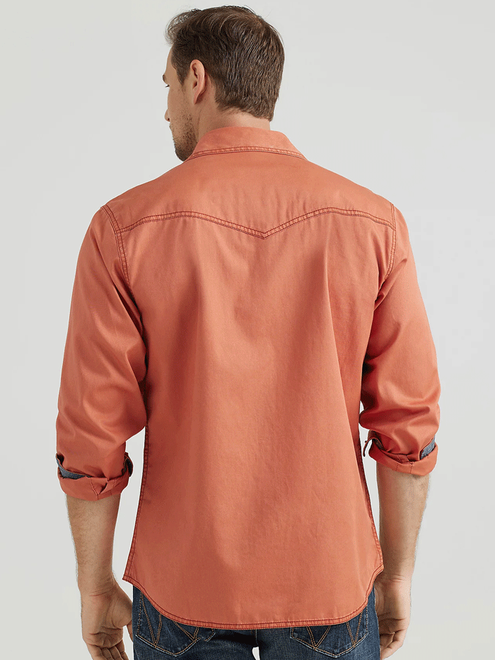 Wrangler 112356596 Mens Retro Long Sleeve Shirt Rust front. If you need any assistance with this item or the purchase of this item please call us at five six one seven four eight eight eight zero one Monday through Saturday 10:00a.m EST to 8:00 p.m EST