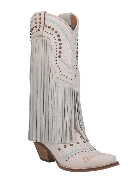 Dingo DI737 Womens Gypsy Leather Boot White front and side view. If you need any assistance with this item or the purchase of this item please call us at five six one seven four eight eight eight zero one Monday through Saturday 10:00a.m EST to 8:00 p.m EST
