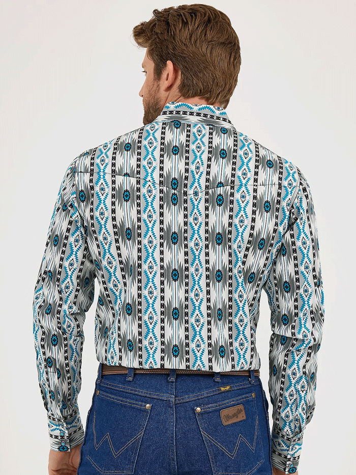 Wrangler 112359442 Mens Checotah Long Sleeve Western Shirt Grey Contrast front view. If you need any assistance with this item or the purchase of this item please call us at five six one seven four eight eight eight zero one Monday through Saturday 10:00a.m EST to 8:00 p.m EST