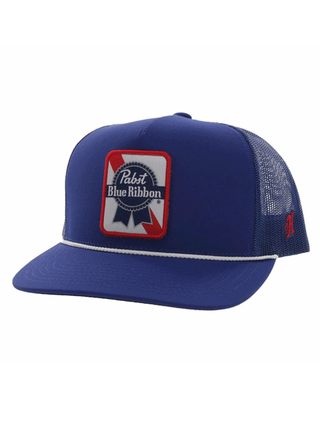 Hooey 2274T-BL Pabst Blue Ribbon Snapback Hat Blue front  and side view. If you need any assistance with this item or the purchase of this item please call us at five six one seven four eight eight eight zero one Monday through Saturday 10:00a.m EST to 8:00 p.m EST