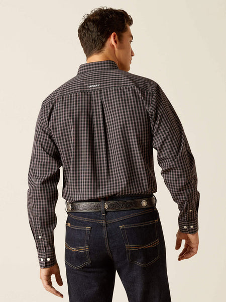 Ariat 10051476 Mens Wrinkle Free Brooklyn Fitted Shirt Black back view. If you need any assistance with this item or the purchase of this item please call us at five six one seven four eight eight eight zero one Monday through Saturday 10:00a.m EST to 8:00 p.m EST
