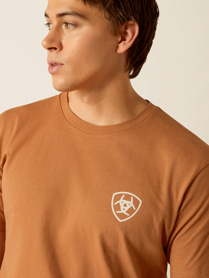 Ariat 10052505 Mens Horizon Oasis T-Shirt Chipmunk Copper back view. If you need any assistance with this item or the purchase of this item please call us at five six one seven four eight eight eight zero one Monday through Saturday 10:00a.m EST to 8:00 p.m EST