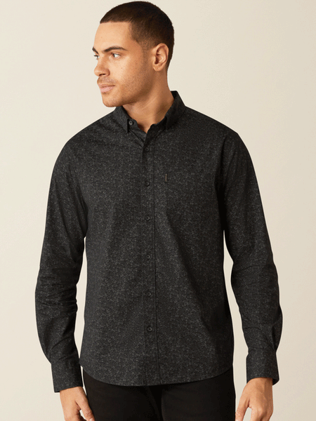 Ariat 10054063 Mens Marcel Modern Fit Shirt Black front view. If you need any assistance with this item or the purchase of this item please call us at five six one seven four eight eight eight zero one Monday through Saturday 10:00a.m EST to 8:00 p.m EST