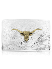 Montana Silversmiths 46510-64 Iconic Western Longhorn Silver Belt Buckle Silver alternate front view. If you need any assistance with this item or the purchase of this item please call us at five six one seven four eight eight eight zero one Monday through Saturday 10:00a.m EST to 8:00 p.m EST