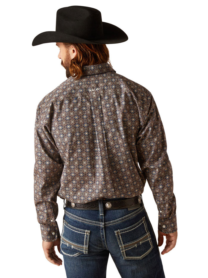 Ariat 10047202 Mens Wrinkle Free Karsyn Classic Fit Shirt Darkest Indigo front view. If you need any assistance with this item or the purchase of this item please call us at five six one seven four eight eight eight zero one Monday through Saturday 10:00a.m EST to 8:00 p.m EST