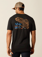 Ariat 10052017 Mens Eagle Freedom T-Shirt Black back view. If you need any assistance with this item or the purchase of this item please call us at five six one seven four eight eight eight zero one Monday through Saturday 10:00a.m EST to 8:00 p.m EST
