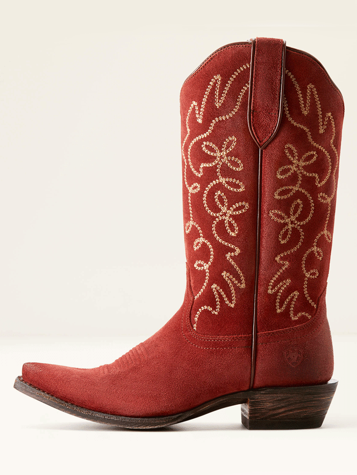 Ariat 10053791 Womens Jukebox Western Boot Cayenne Suede Red front and side view. If you need any assistance with this item or the purchase of this item please call us at five six one seven four eight eight eight zero one Monday through Saturday 10:00a.m EST to 8:00 p.m EST

