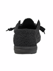 Hey Dude 150204942 Mens Wally Sox Micro Total Black back view. If you need any assistance with this item or the purchase of this item please call us at five six one seven four eight eight eight zero one Monday through Saturday 10:00a.m EST to 8:00 p.m EST