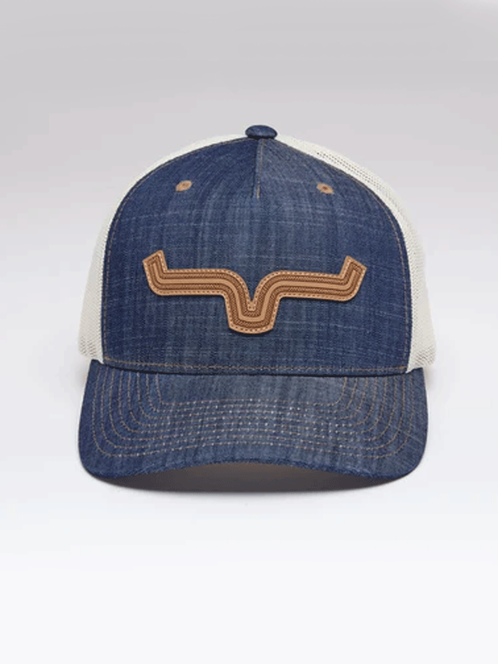 Kimes Ranch ROPED LP Mesh Back Cap Denim front and side view. If you need any assistance with this item or the purchase of this item please call us at five six one seven four eight eight eight zero one Monday through Saturday 10:00a.m EST to 8:00 p.m EST