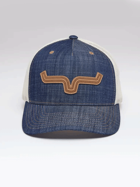 Kimes Ranch ROPED LP Mesh Back Cap Denim front view. If you need any assistance with this item or the purchase of this item please call us at five six one seven four eight eight eight zero one Monday through Saturday 10:00a.m EST to 8:00 p.m EST
