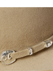 Stetson SBCRAL-754098 CORRAL 4X Buffalo Collection Felt Hat Silversand Tan close up. If you need any assistance with this item or the purchase of this item please call us at five six one seven four eight eight eight zero one Monday through Saturday 10:00a.m EST to 8:00 p.m EST