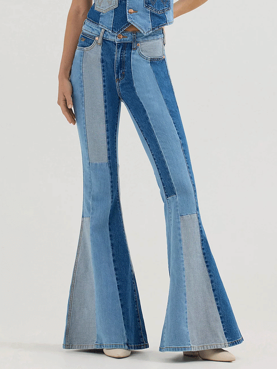 Wrangler 112360688 Womens X Lainey Wilson Patchwork Bell Bottoms Blue front. If you need any assistance with this item or the purchase of this item please call us at five six one seven four eight eight eight zero one Monday through Saturday 10:00a.m EST to 8:00 p.m EST


