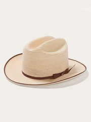 Stetson TSOPRH-052681 Open Road Hemp Straw Hat Natural front and side view. If you need any assistance with this item or the purchase of this item please call us at five six one seven four eight eight eight zero one Monday through Saturday 10:00a.m EST to 8:00 p.m EST