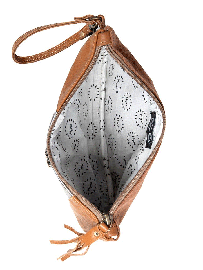 Myra Bag S-8384 Womens Concho Ranch Trail Pouch Tan front view. If you need any assistance with this item or the purchase of this item please call us at five six one seven four eight eight eight zero one Monday through Saturday 10:00a.m EST to 8:00 p.m EST