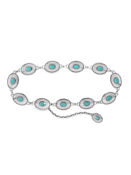 Tony Lama C21221 Womens Farmington Concho Link Belt Silver front view. If you need any assistance with this item or the purchase of this item please call us at five six one seven four eight eight eight zero one Monday through Saturday 10:00a.m EST to 8:00 p.m EST

